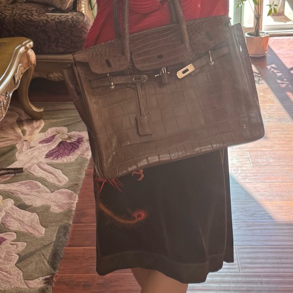 Real Crocodile leather Brown Handbag - Picture 14 of 16